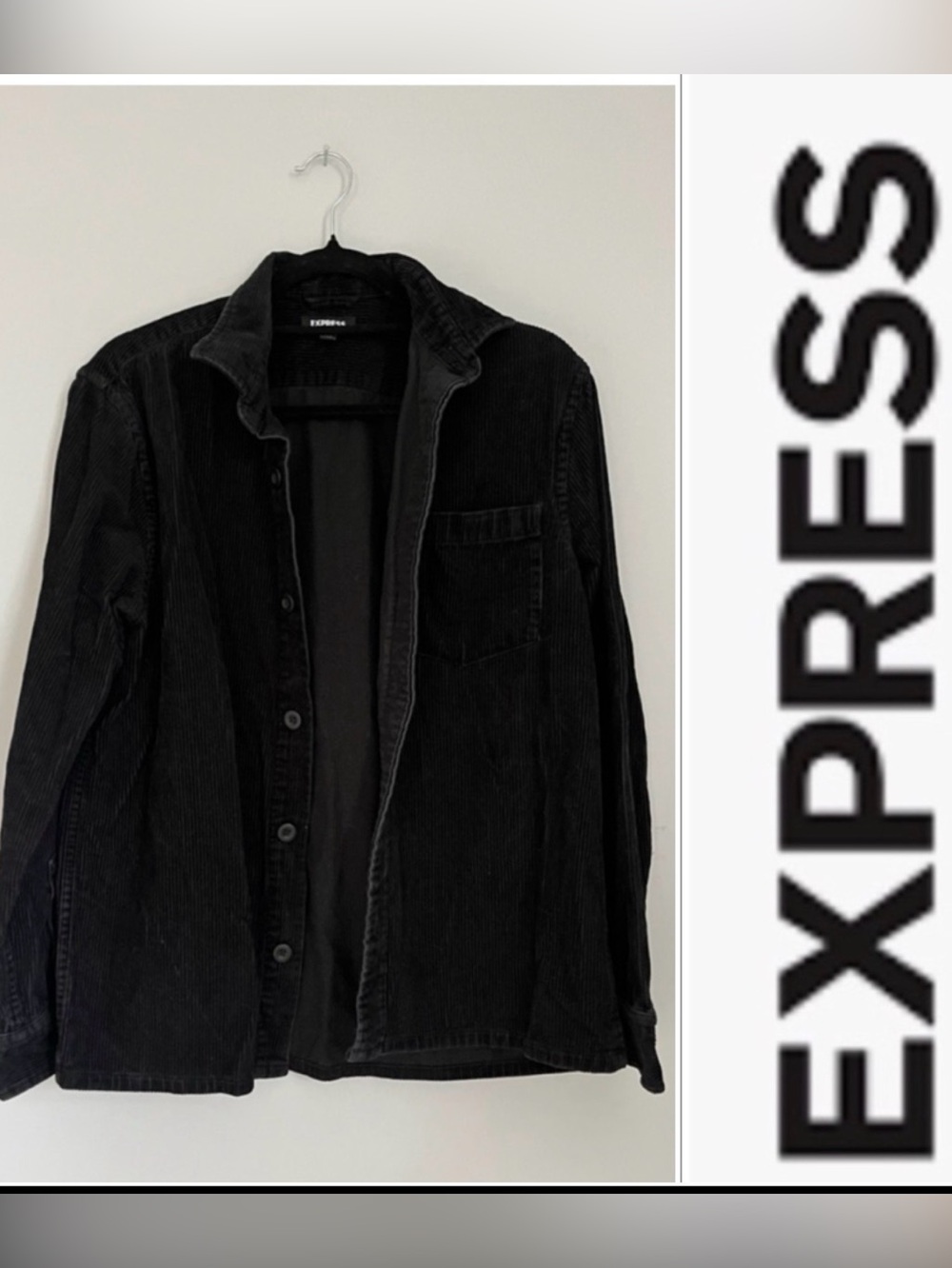 Express Men's (unisex)  corduroy shirt-jacket black size medium